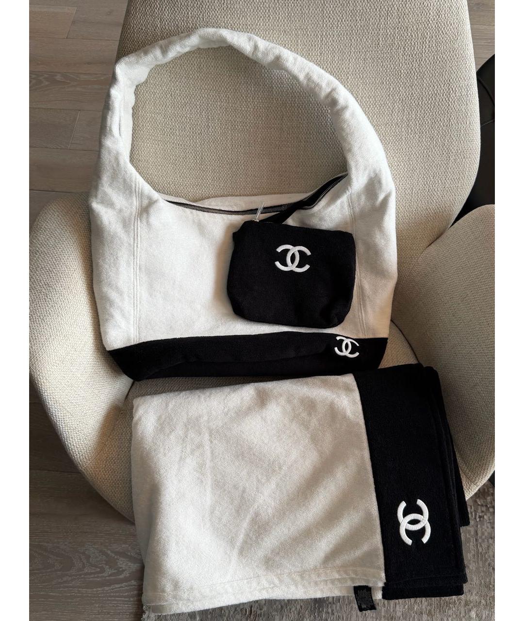 CHANEL Белая хлопковая пляжная сумка, фото 2
