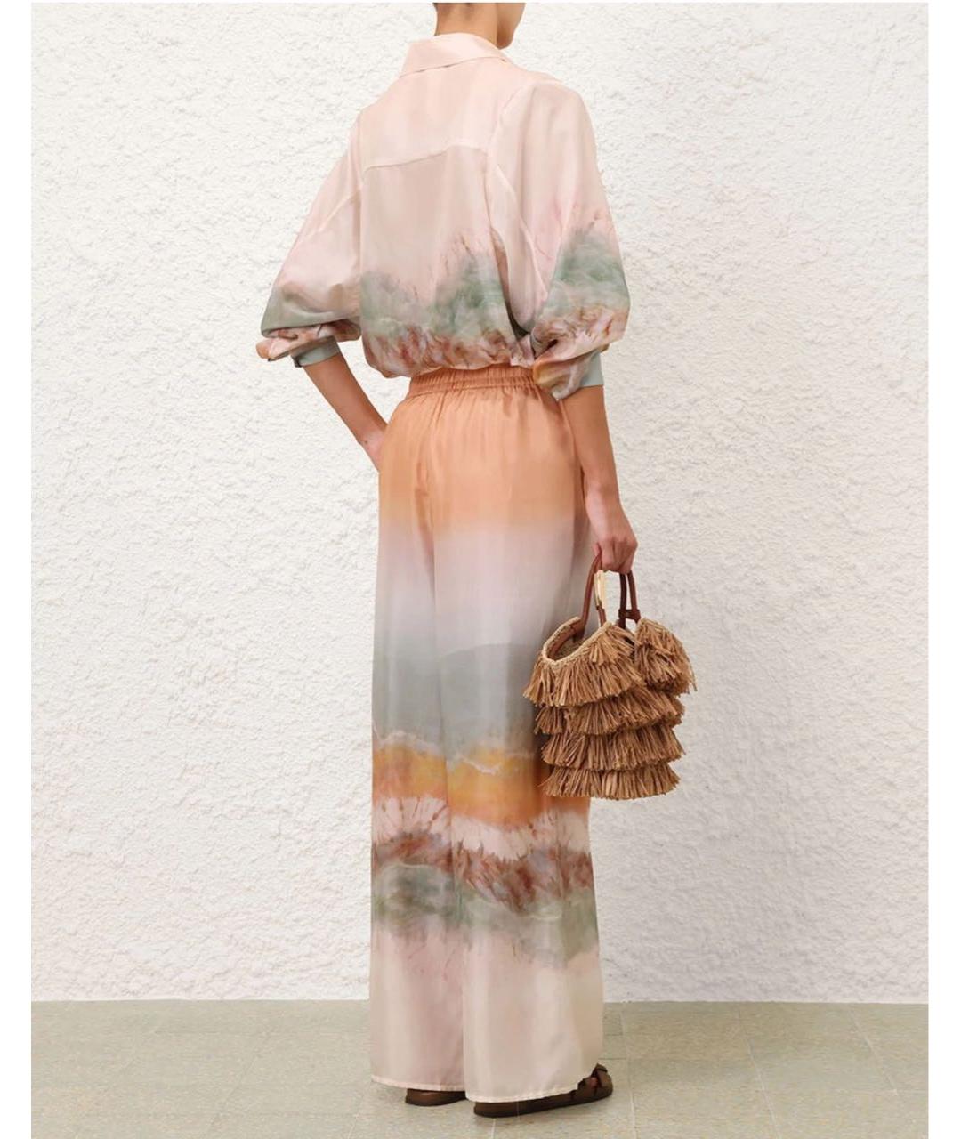 ZIMMERMANN Бирюзовый шелковый костюм с брюками, фото 7