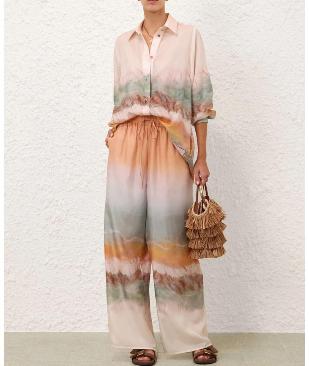 ZIMMERMANN Бирюзовый шелковый костюм с брюками, фото 6