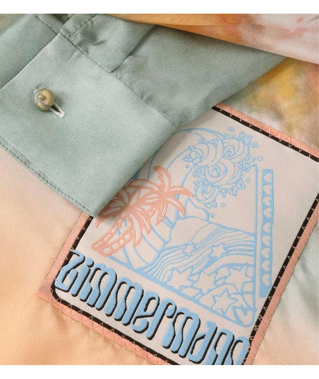 ZIMMERMANN Бирюзовый шелковый костюм с брюками, фото 3