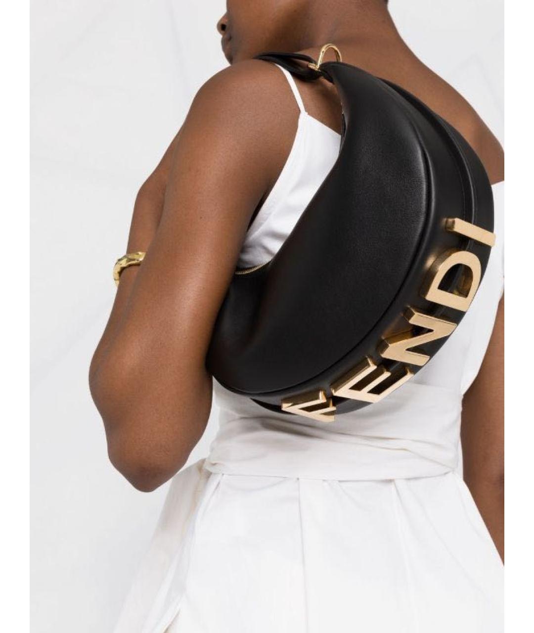 FENDI Черная кожаная сумка через плечо, фото 4