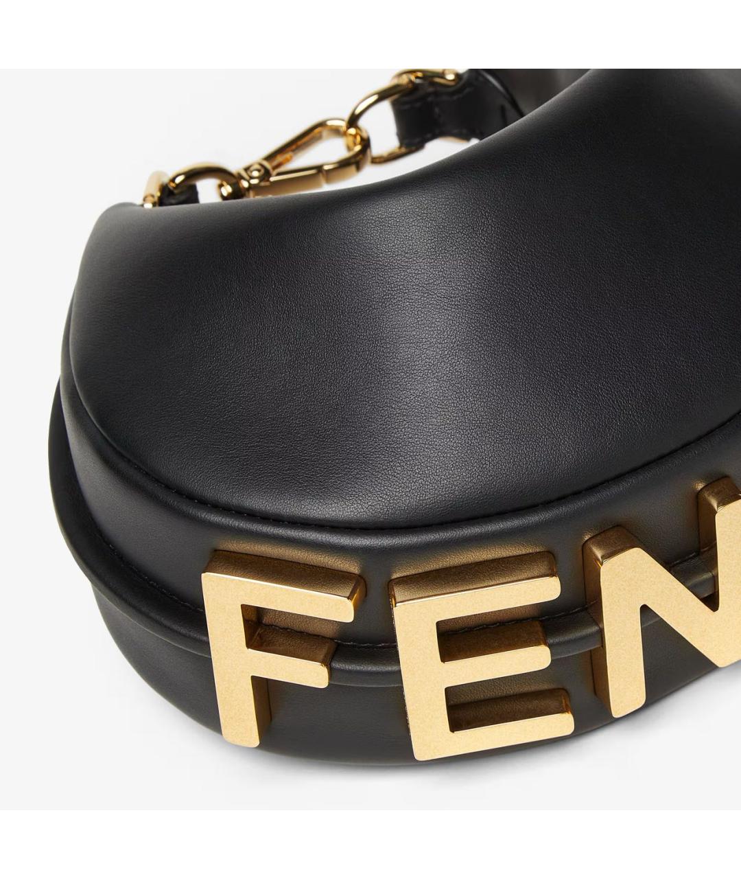 FENDI Черная кожаная сумка через плечо, фото 2