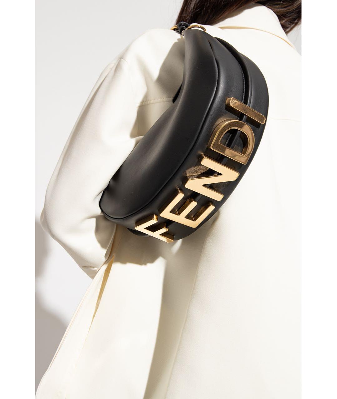 FENDI Черная кожаная сумка через плечо, фото 3