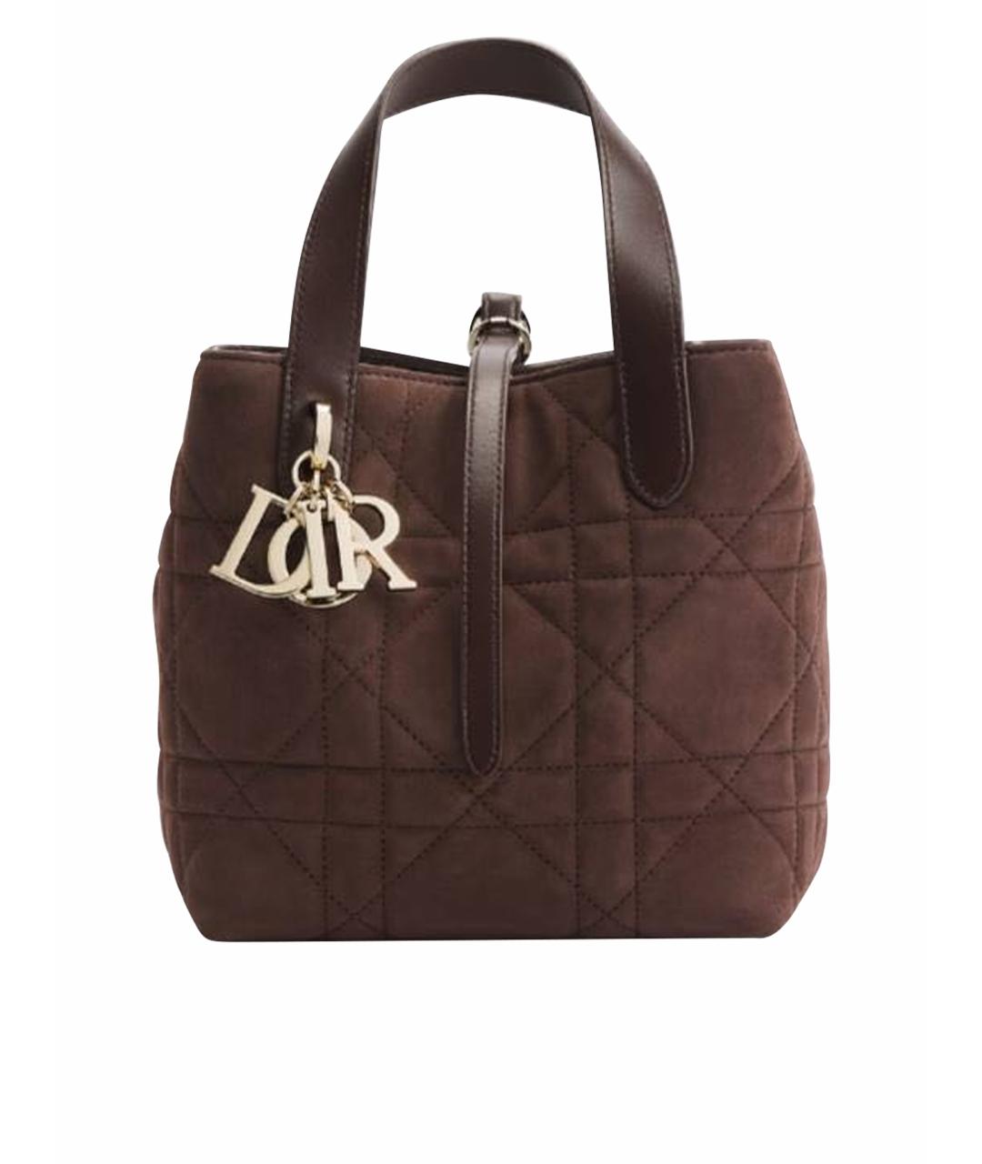 CHRISTIAN DIOR Коричневая замшевая сумка с короткими ручками, фото 1