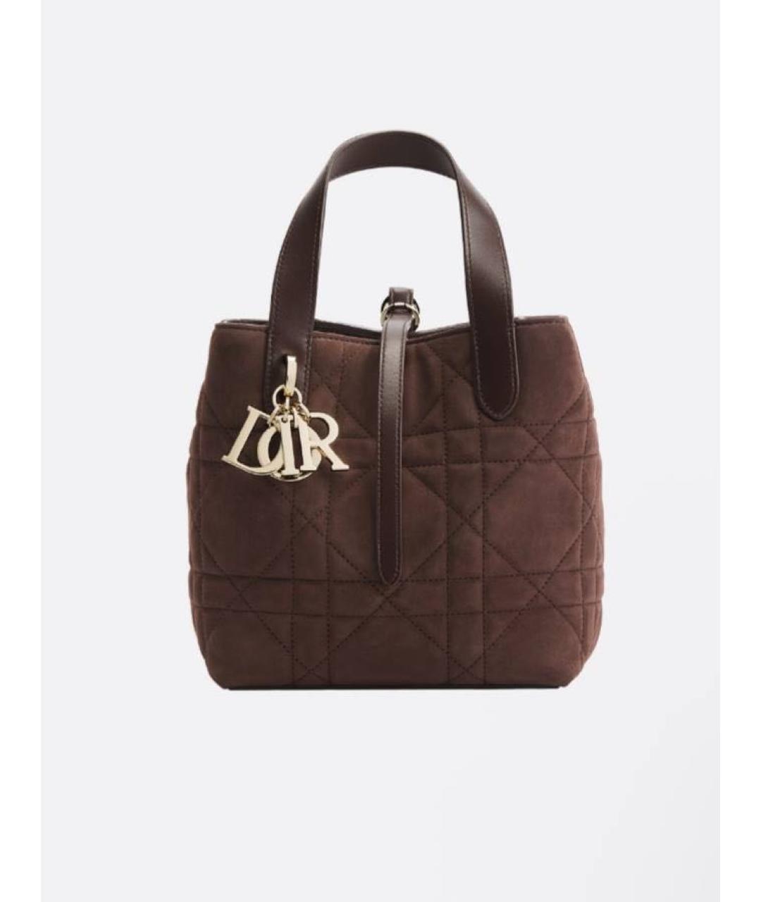 CHRISTIAN DIOR Коричневая замшевая сумка с короткими ручками, фото 4
