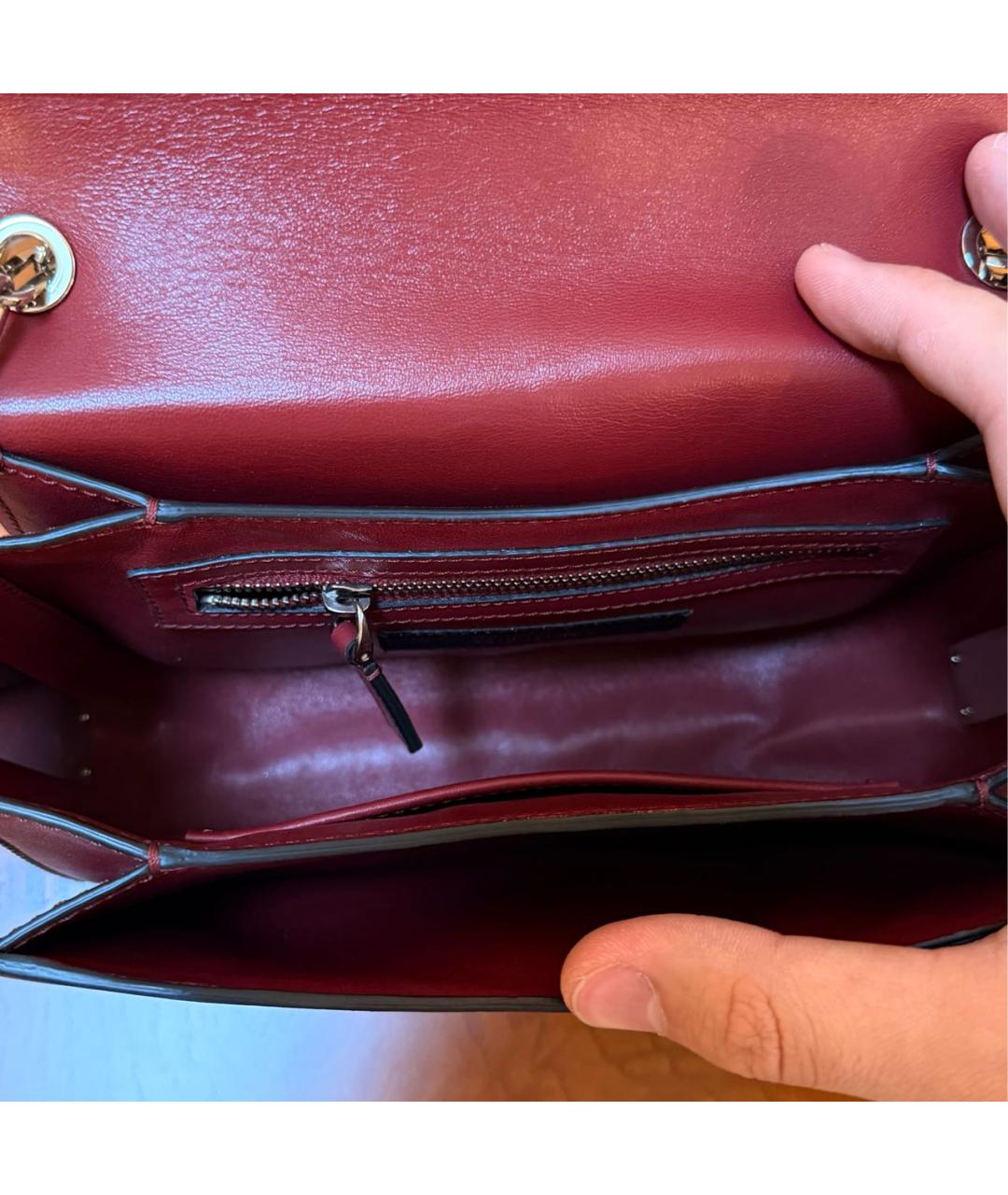 VALENTINO Бордовая кожаная сумка через плечо, фото 7