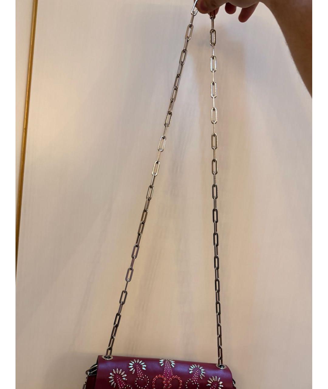 VALENTINO Бордовая кожаная сумка через плечо, фото 6