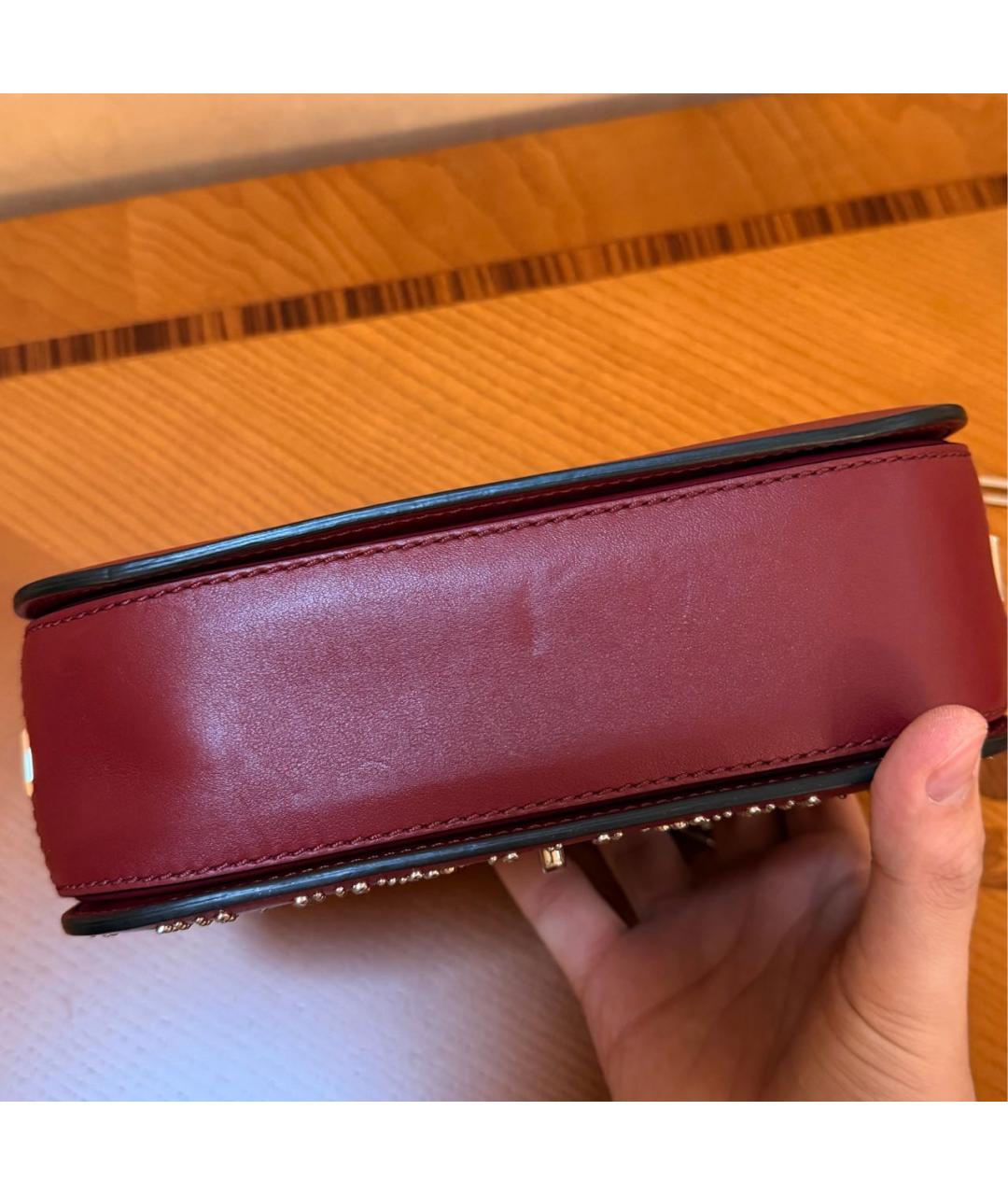 VALENTINO Бордовая кожаная сумка через плечо, фото 5