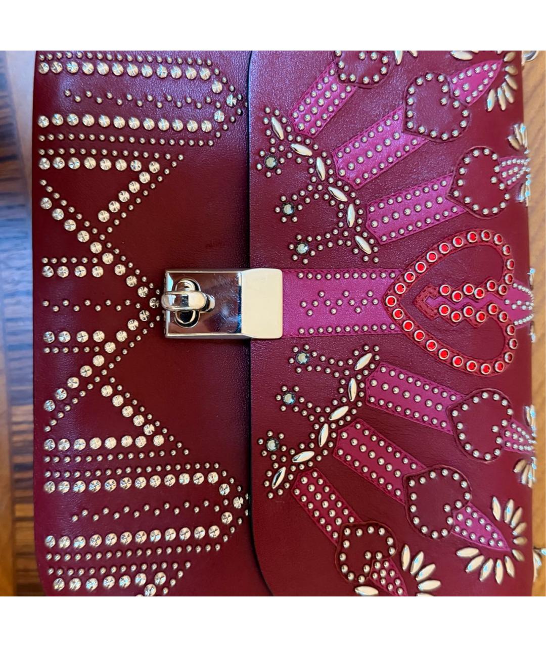 VALENTINO Бордовая кожаная сумка через плечо, фото 3