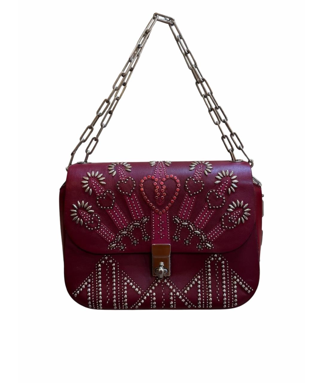 VALENTINO Бордовая кожаная сумка через плечо, фото 1