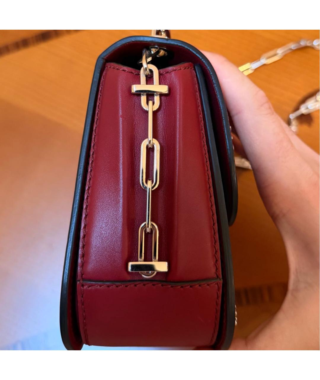 VALENTINO Бордовая кожаная сумка через плечо, фото 4