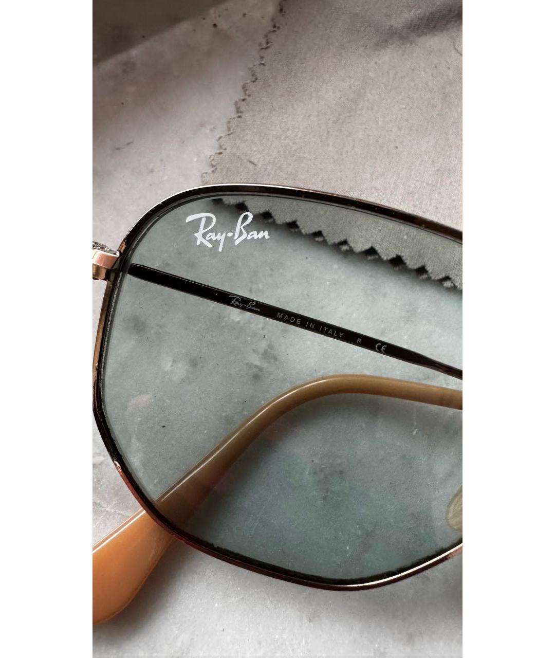 RAY BAN Серебряные металлические солнцезащитные очки, фото 2