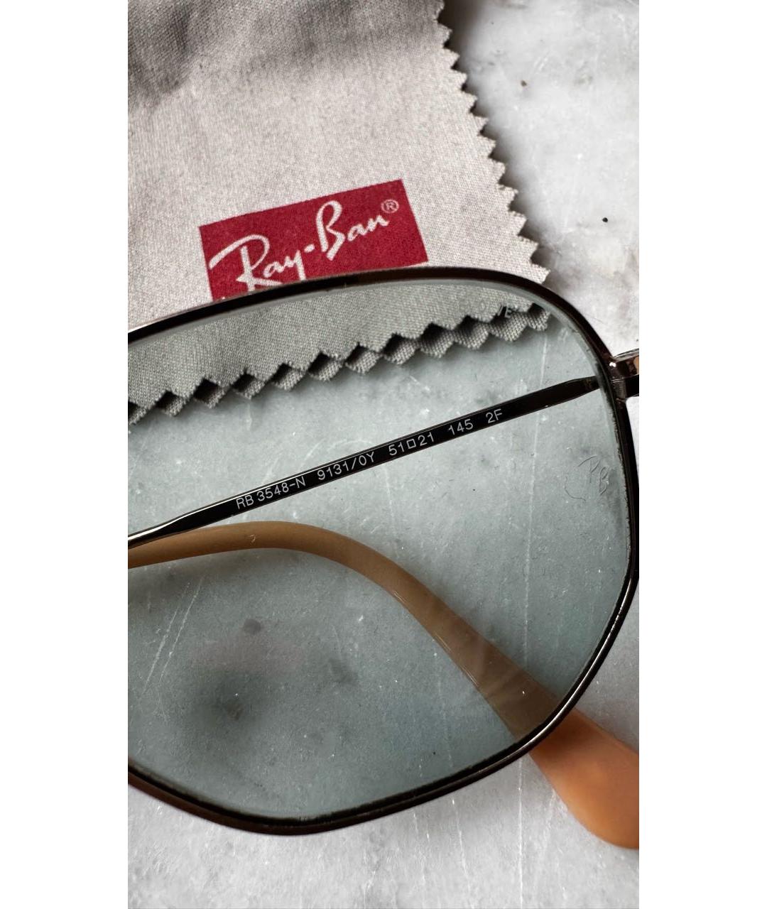 RAY BAN Серебряные металлические солнцезащитные очки, фото 3