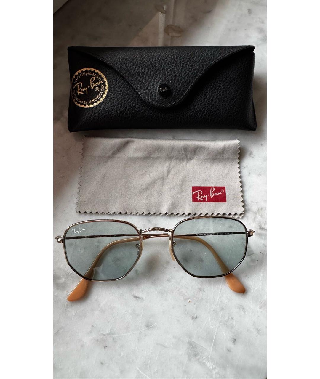 RAY BAN Серебряные металлические солнцезащитные очки, фото 6