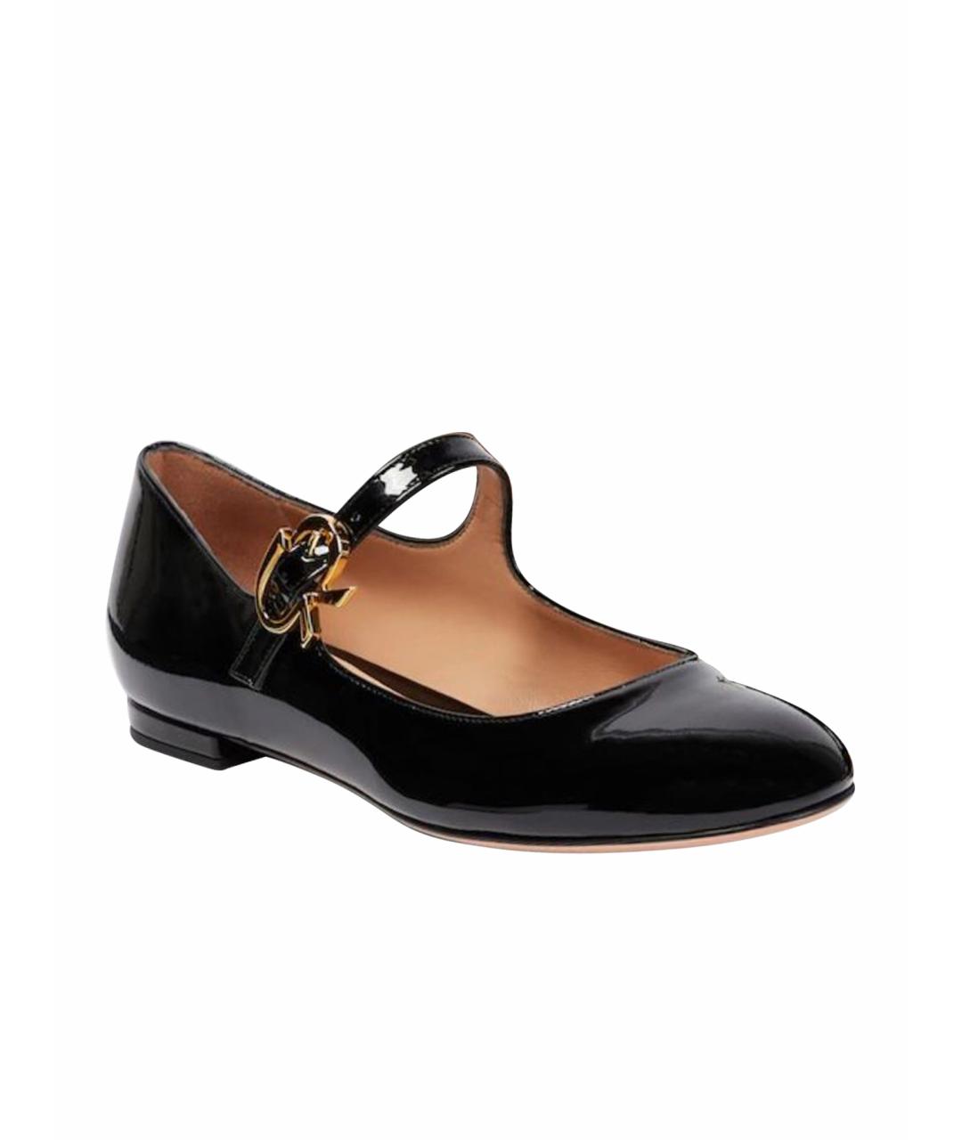 GIANVITO ROSSI Черные балетки из лакированной кожи, фото 1