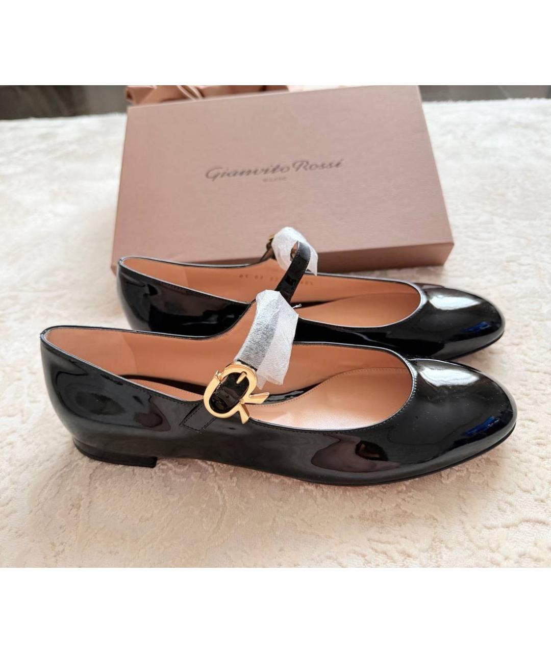 GIANVITO ROSSI Черные балетки из лакированной кожи, фото 8