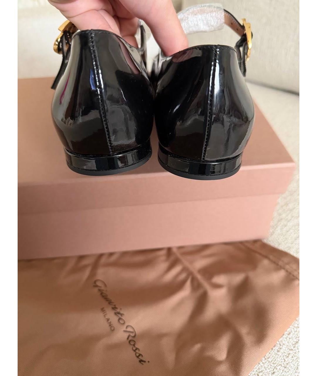 GIANVITO ROSSI Черные балетки из лакированной кожи, фото 4