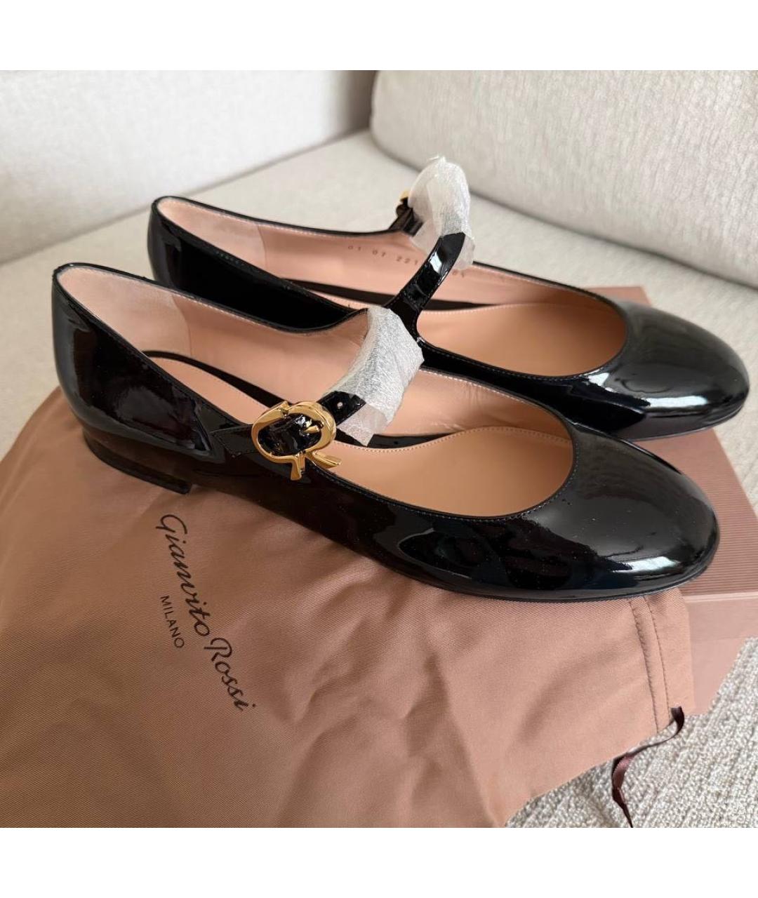 GIANVITO ROSSI Черные балетки из лакированной кожи, фото 6