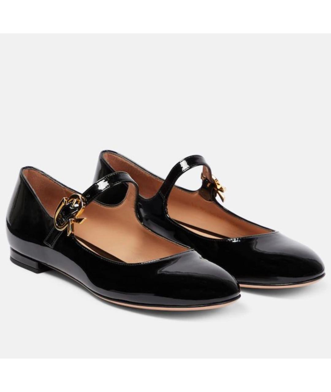 GIANVITO ROSSI Черные балетки из лакированной кожи, фото 2