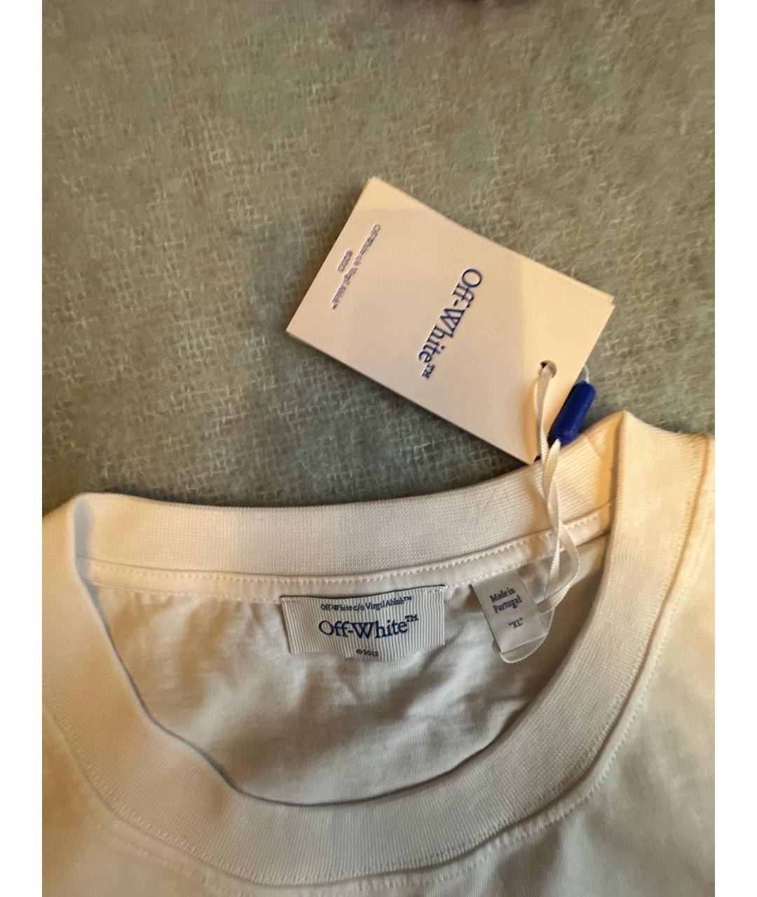 OFF-WHITE Белая хлопковая футболка, фото 3