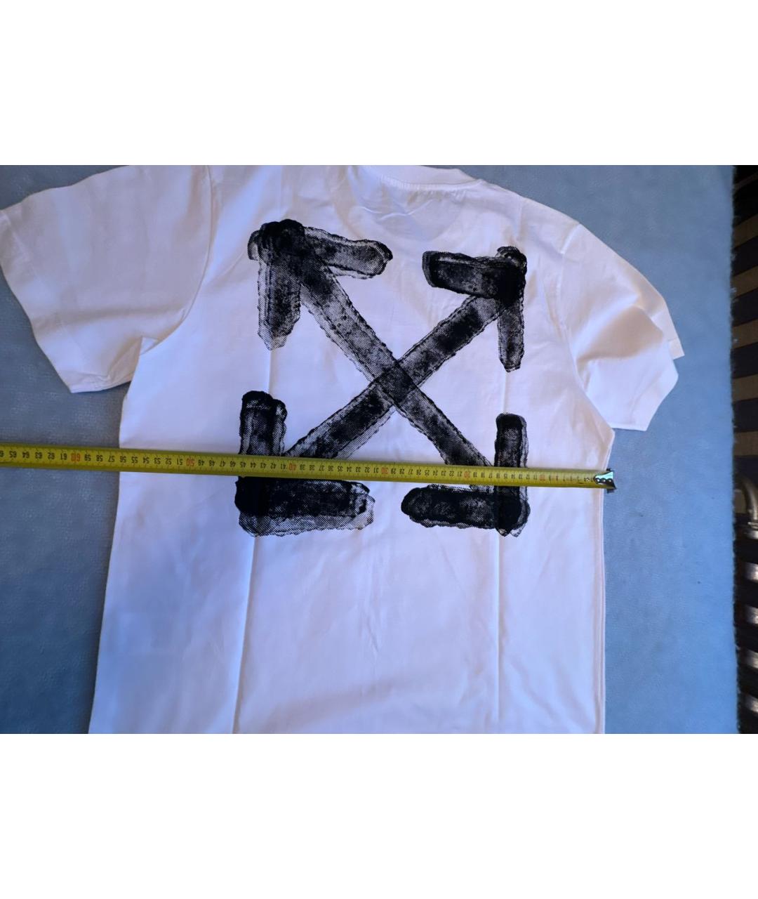 OFF-WHITE Белая хлопковая футболка, фото 5