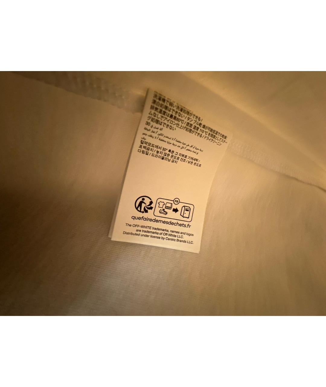 OFF-WHITE Белая хлопковая футболка, фото 8