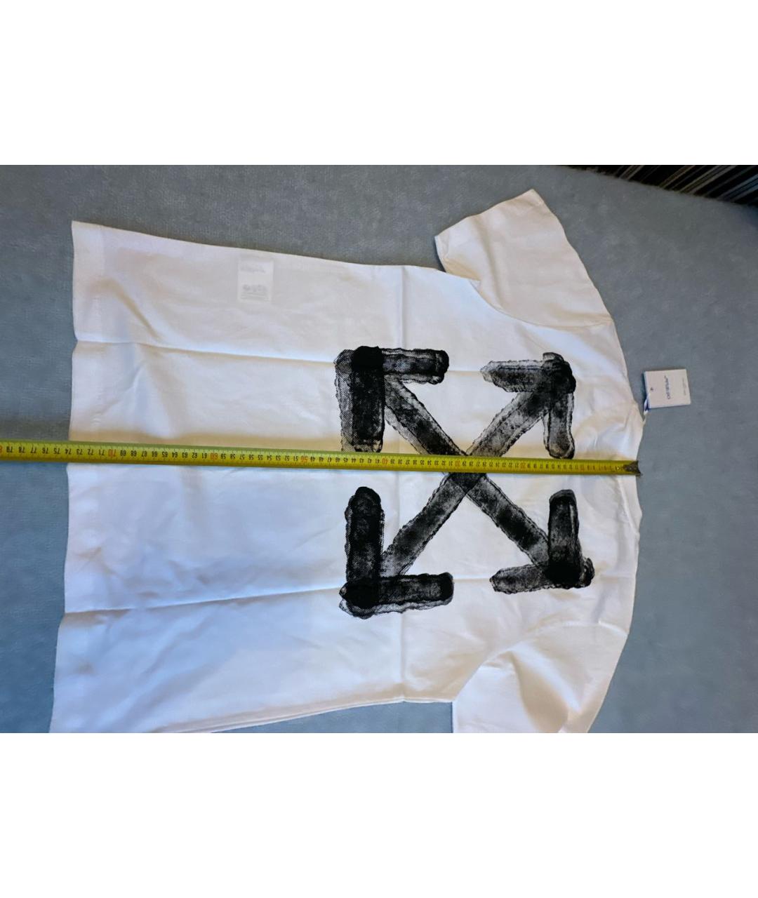 OFF-WHITE Белая хлопковая футболка, фото 6