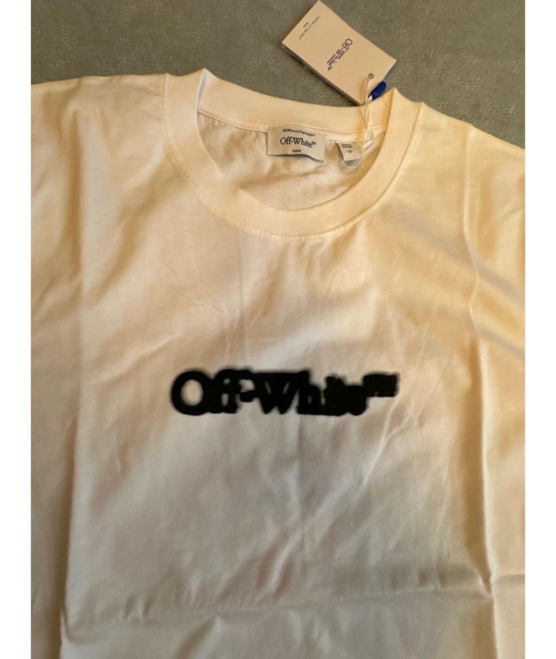 OFF-WHITE Белая хлопковая футболка, фото 4