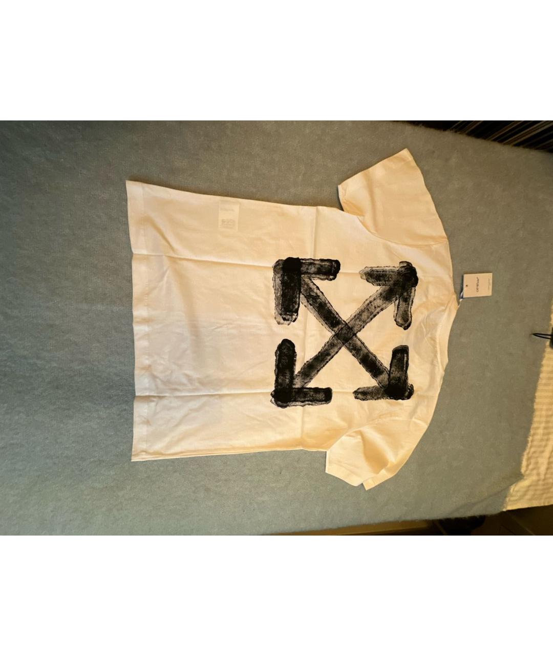 OFF-WHITE Белая хлопковая футболка, фото 2