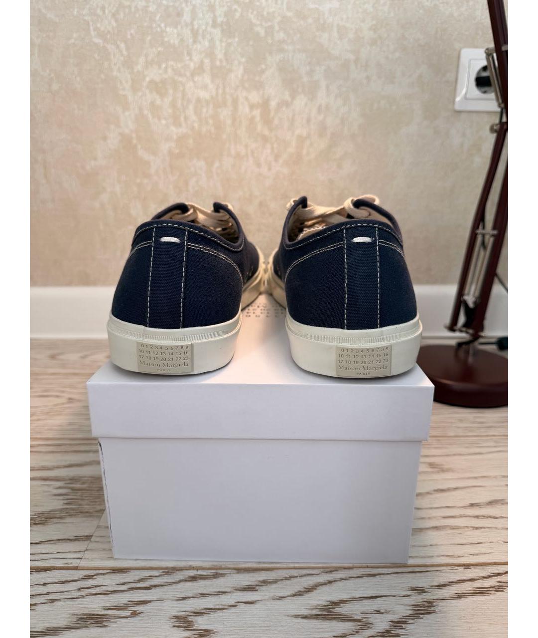 MAISON MARGIELA Темно-синие текстильные низкие кроссовки / кеды, фото 4