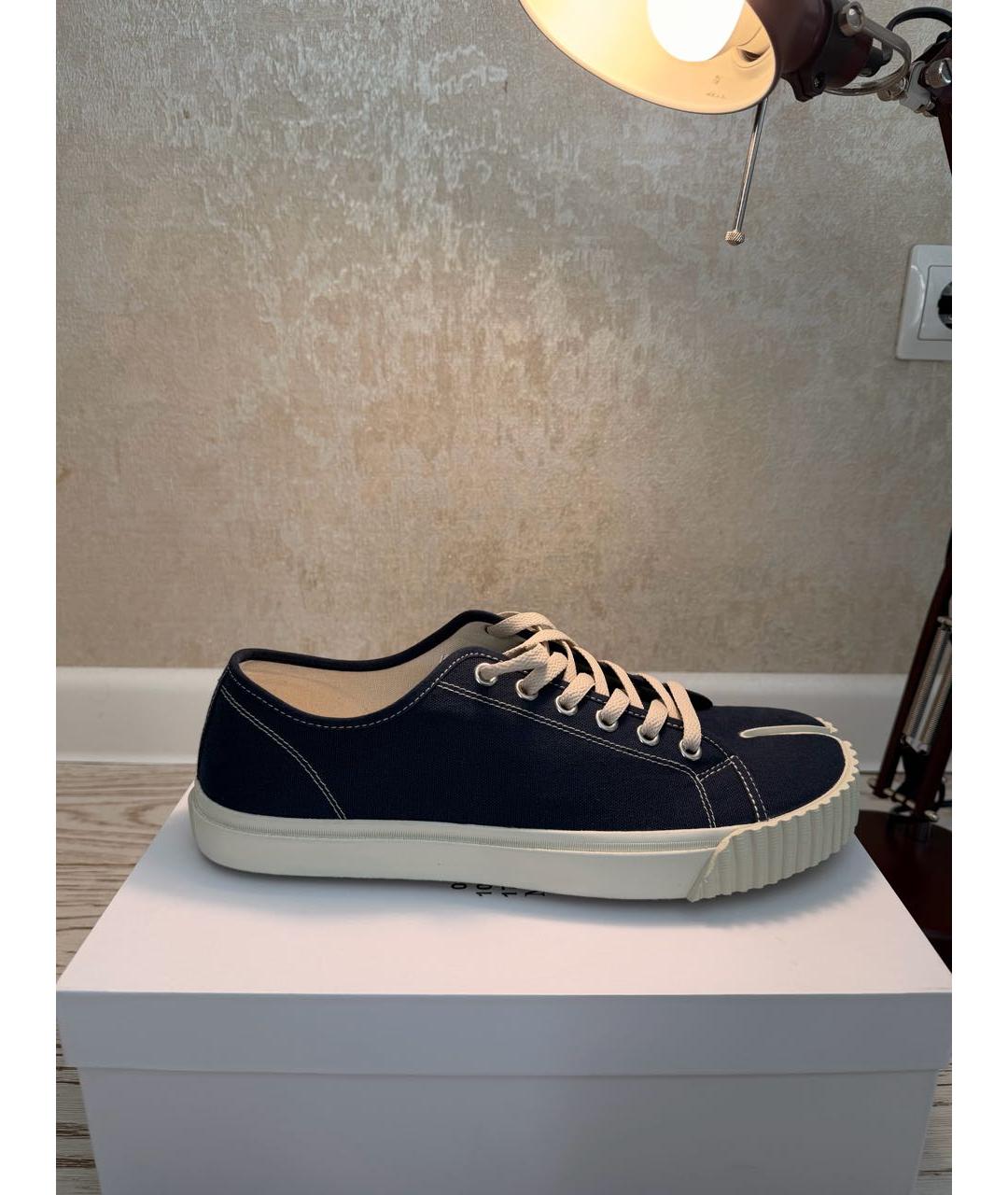 MAISON MARGIELA Темно-синие текстильные низкие кроссовки / кеды, фото 9