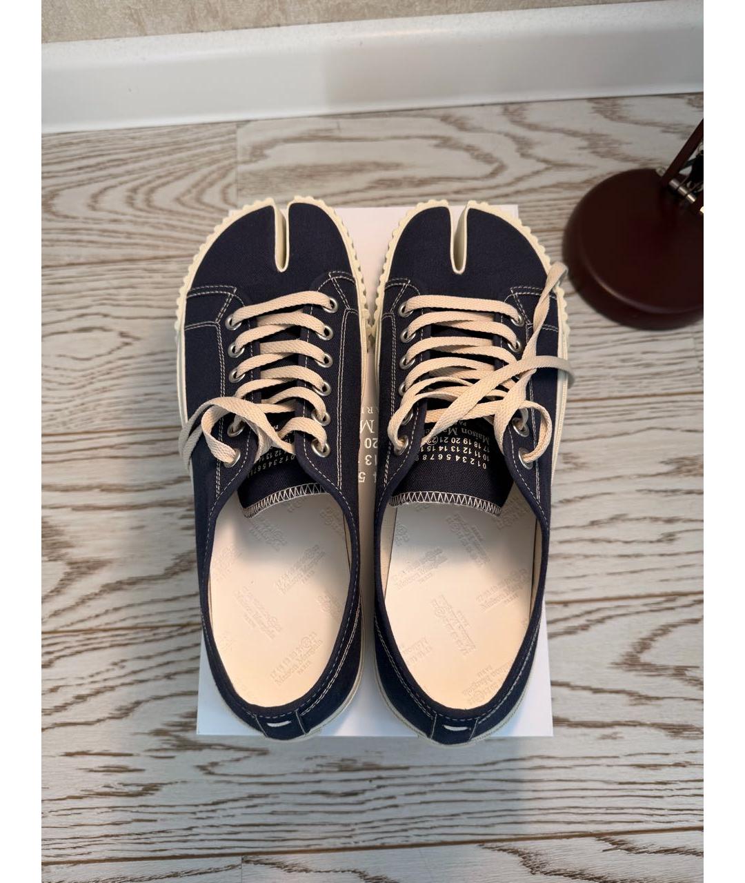 MAISON MARGIELA Темно-синие текстильные низкие кроссовки / кеды, фото 3