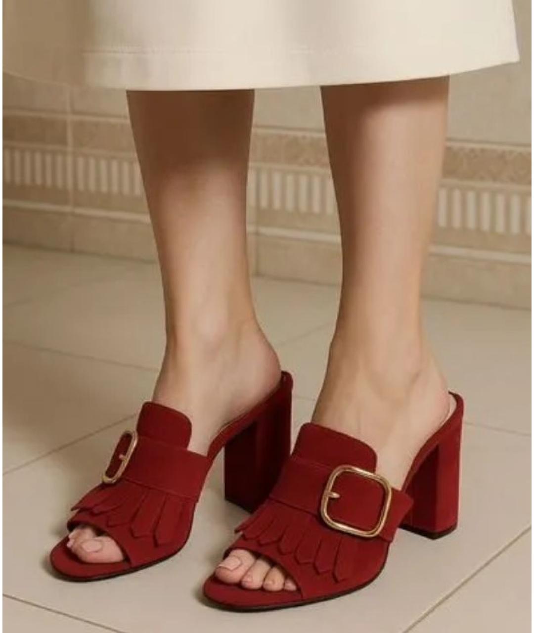 PRADA Бордовые замшевые мюли, фото 3