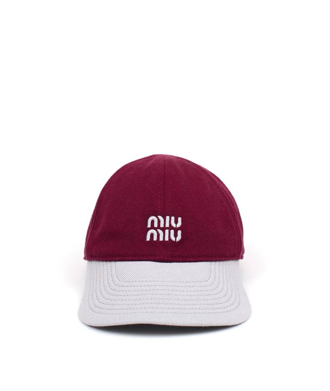 MIU MIU Бордовая хлопковая кепка, фото 2