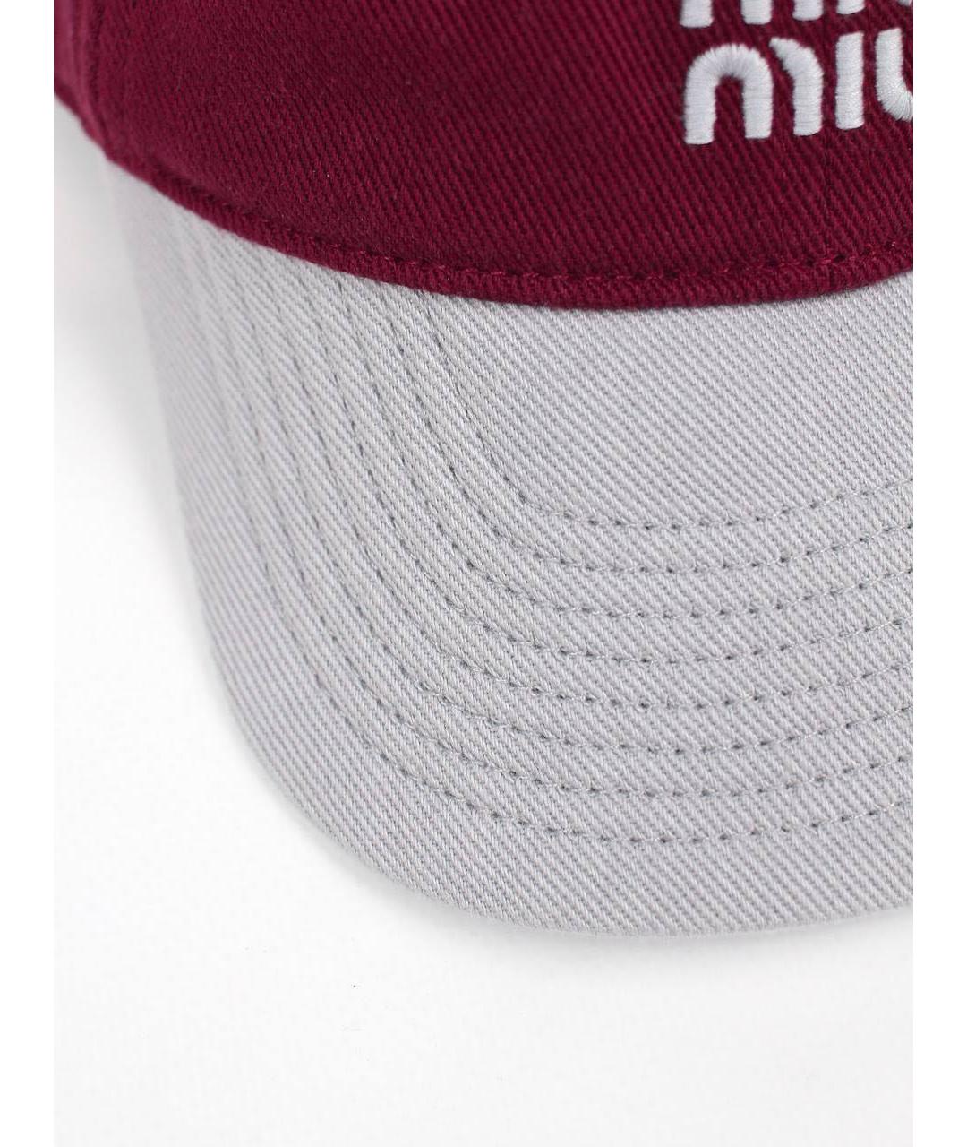 MIU MIU Бордовая хлопковая кепка, фото 4