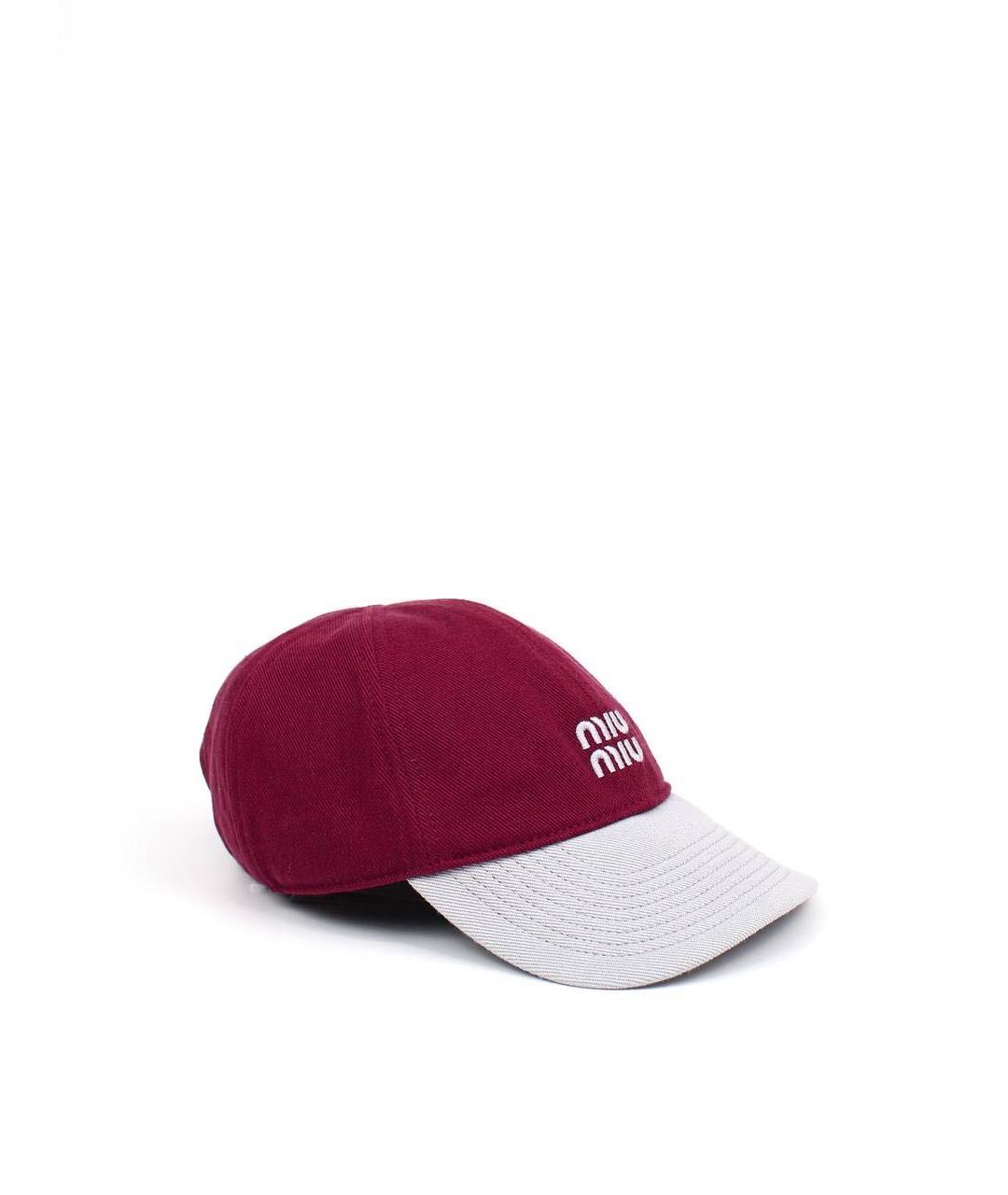 MIU MIU Бордовая хлопковая кепка, фото 1