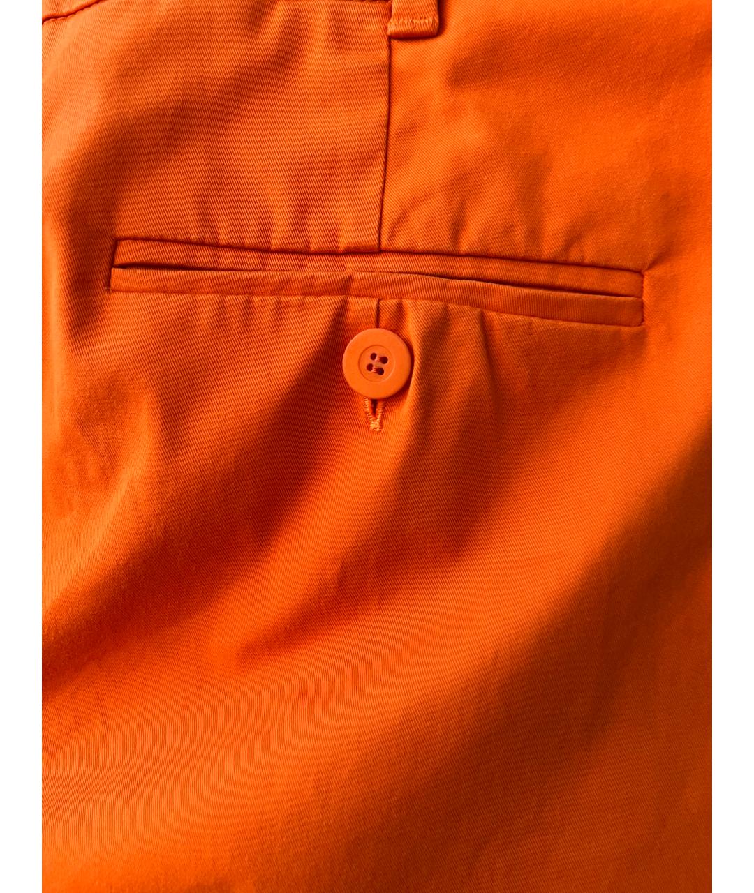 MAX MARA Оранжевое хлопковые прямые брюки, фото 3