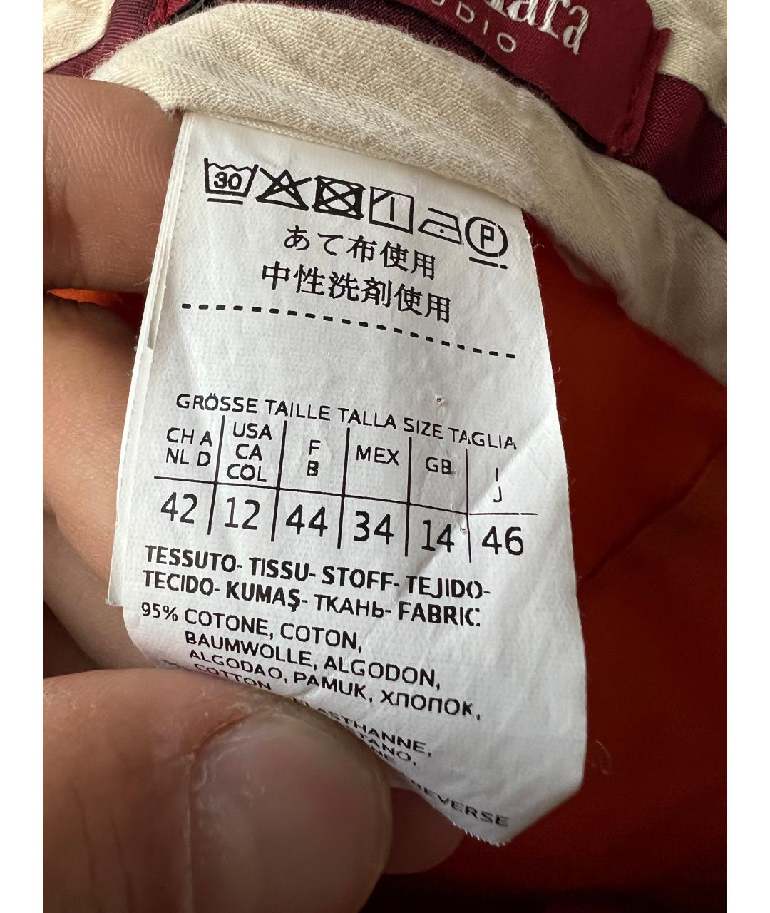 MAX MARA Оранжевое хлопковые прямые брюки, фото 4