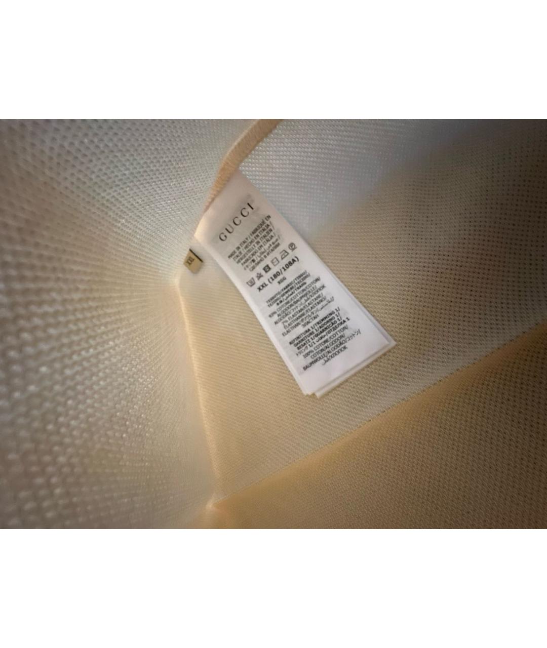 GUCCI Бежевое хлопковое поло с коротким рукавом, фото 7