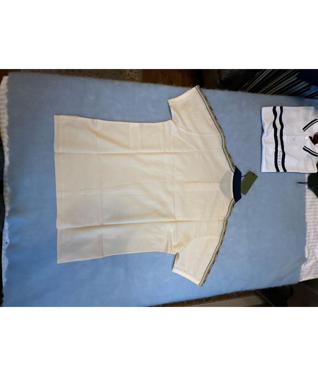 GUCCI Бежевое хлопковое поло с коротким рукавом, фото 2