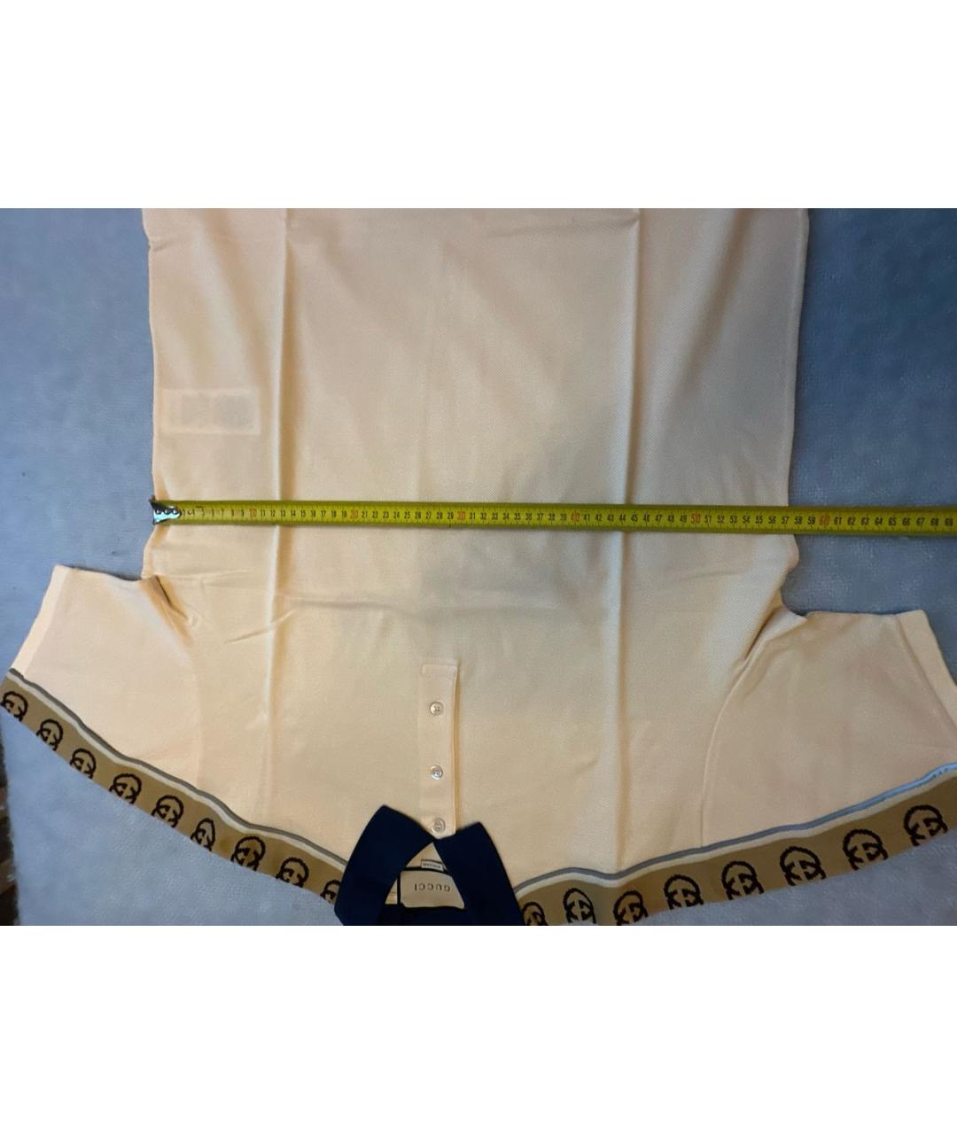 GUCCI Бежевое хлопковое поло с коротким рукавом, фото 5