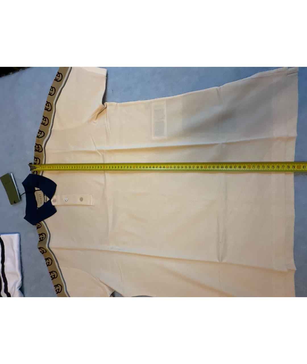 GUCCI Бежевое хлопковое поло с коротким рукавом, фото 6