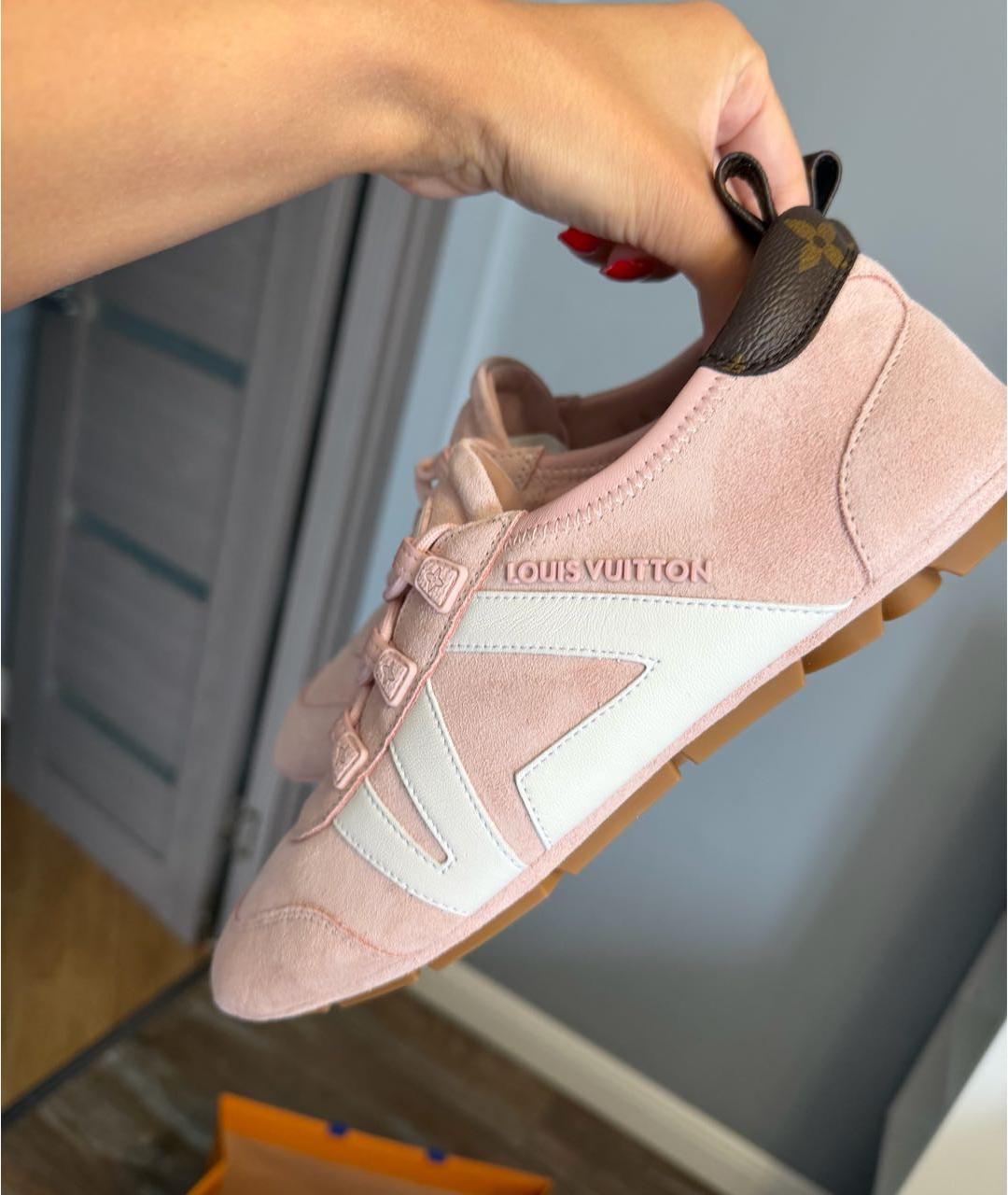 LOUIS VUITTON Розовые замшевые кроссовки, фото 7