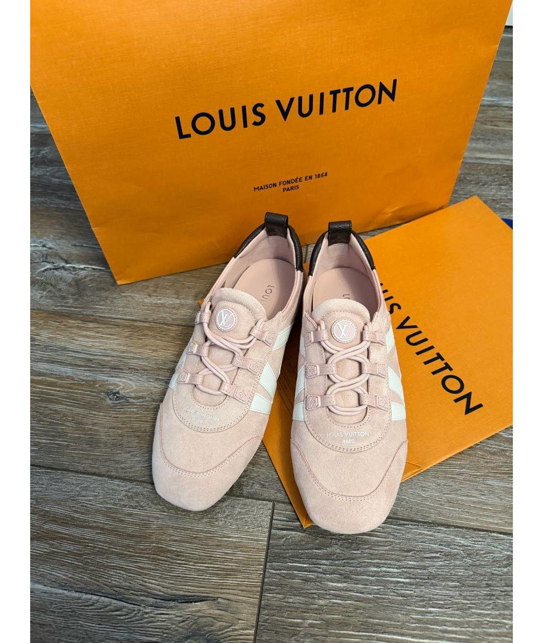LOUIS VUITTON Розовые замшевые кроссовки, фото 6