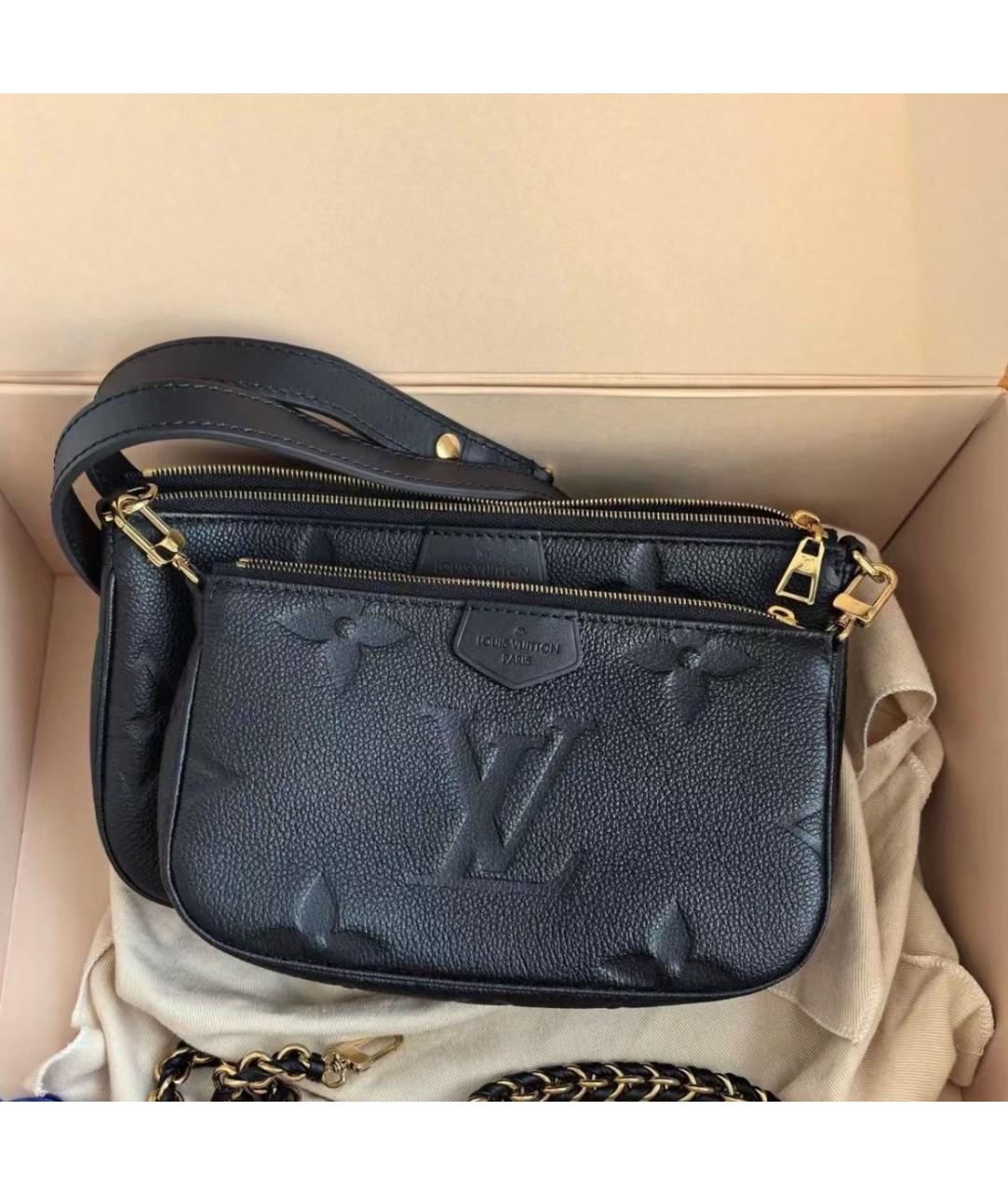 LOUIS VUITTON Черная кожаная сумка с короткими ручками, фото 2