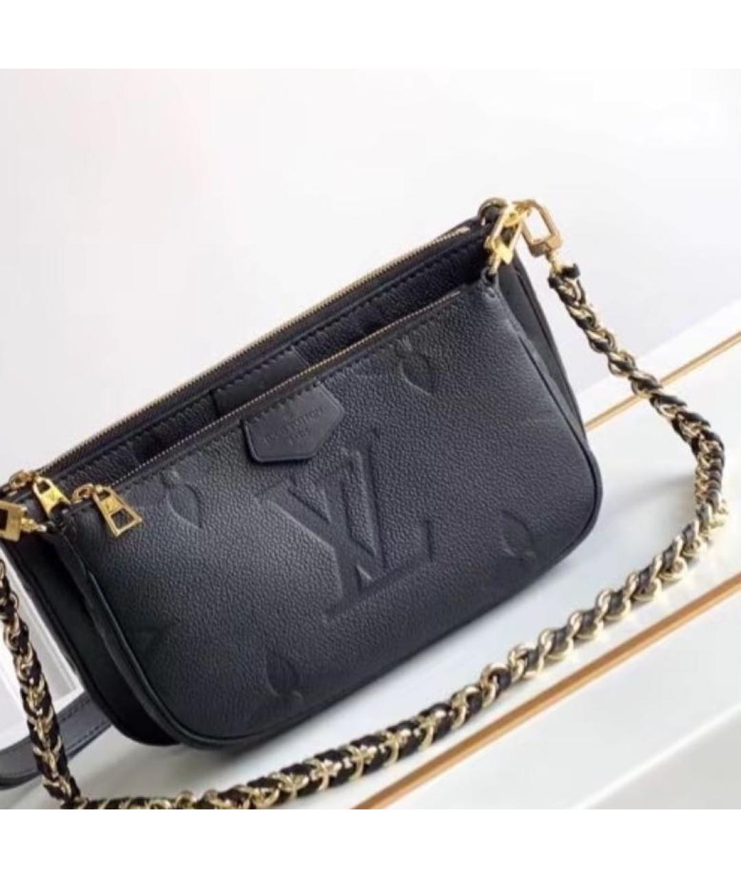 LOUIS VUITTON Черная кожаная сумка с короткими ручками, фото 3