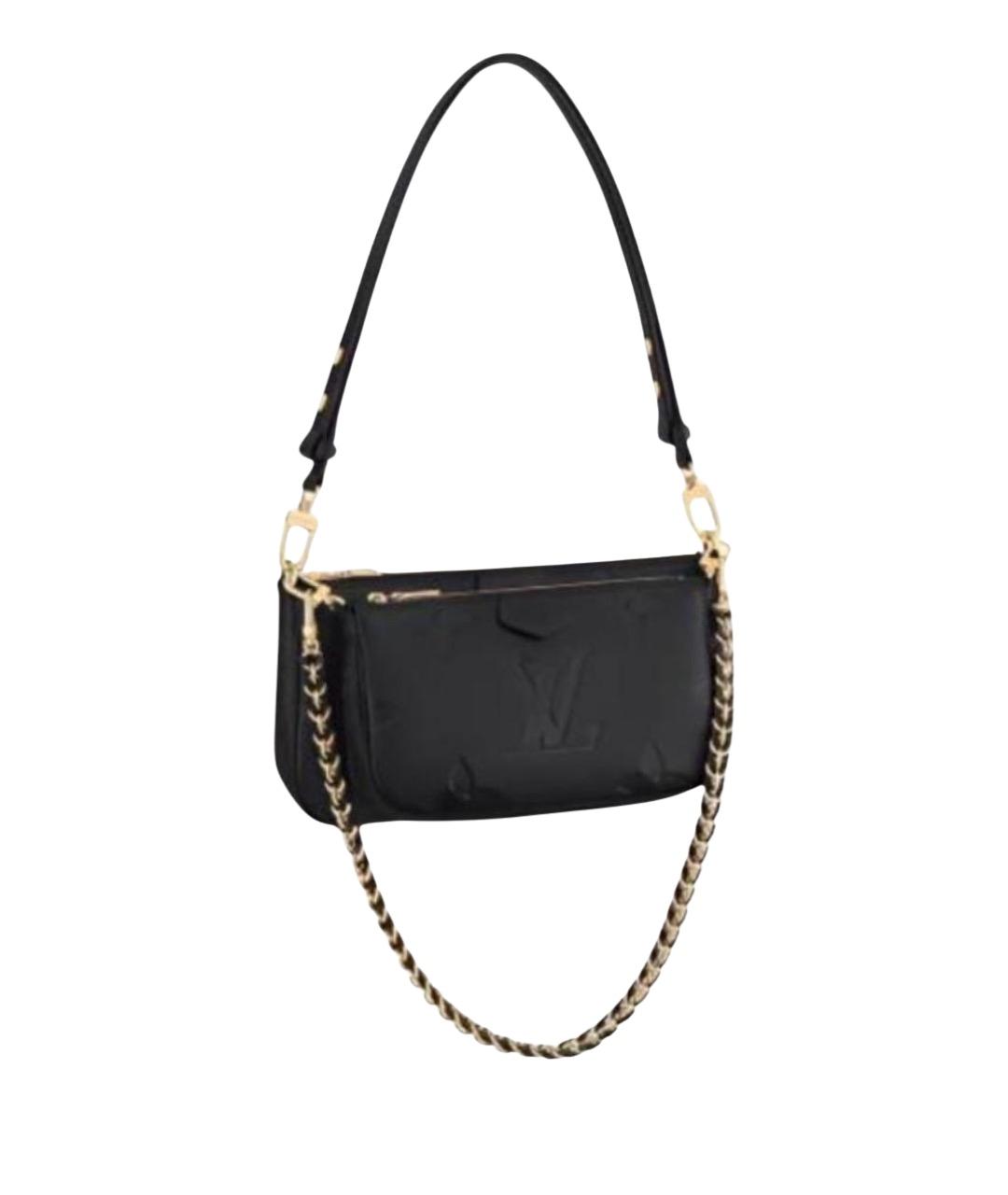 LOUIS VUITTON Черная кожаная сумка с короткими ручками, фото 1