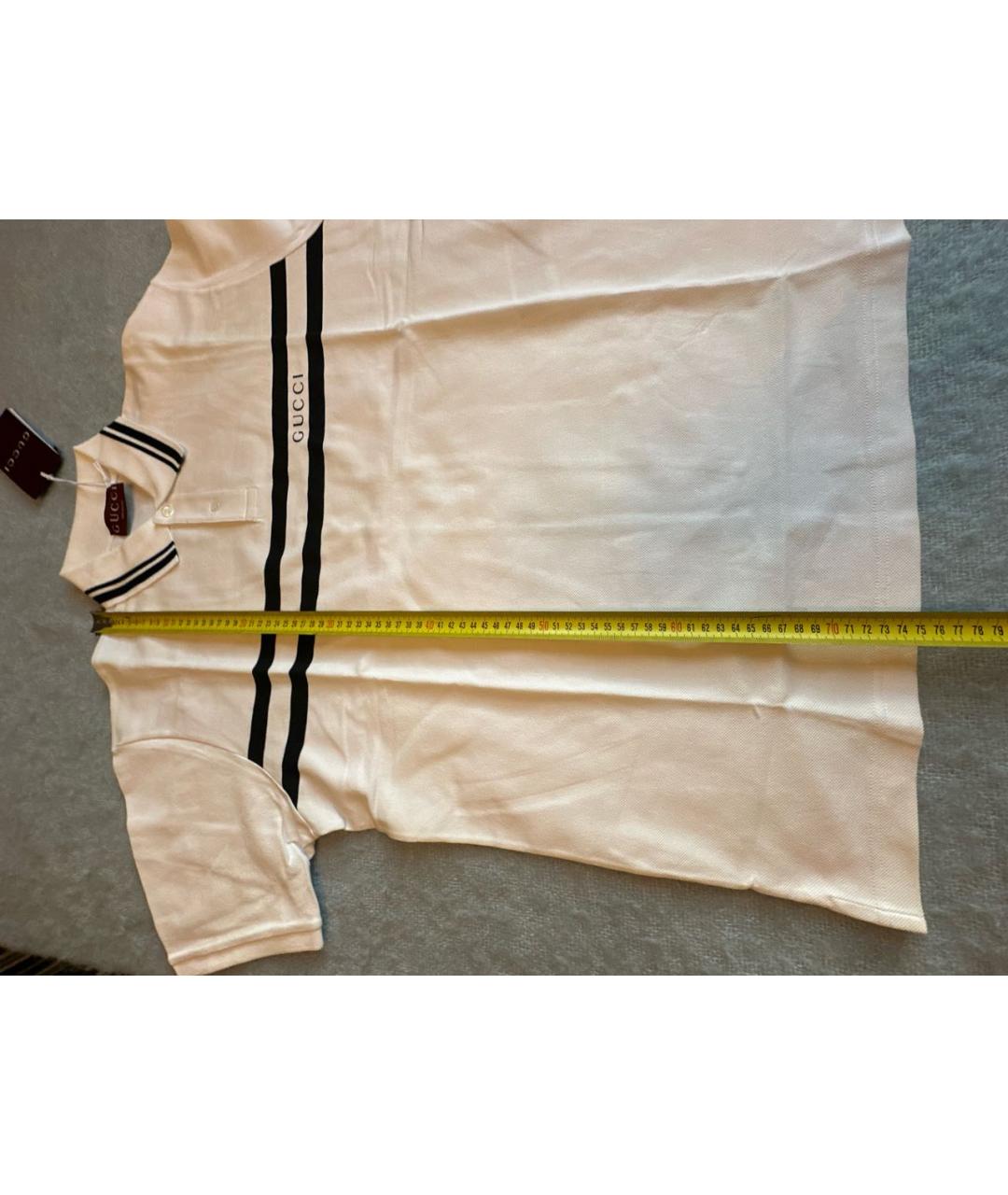 GUCCI Белое хлопковое поло с длинным рукавом, фото 7