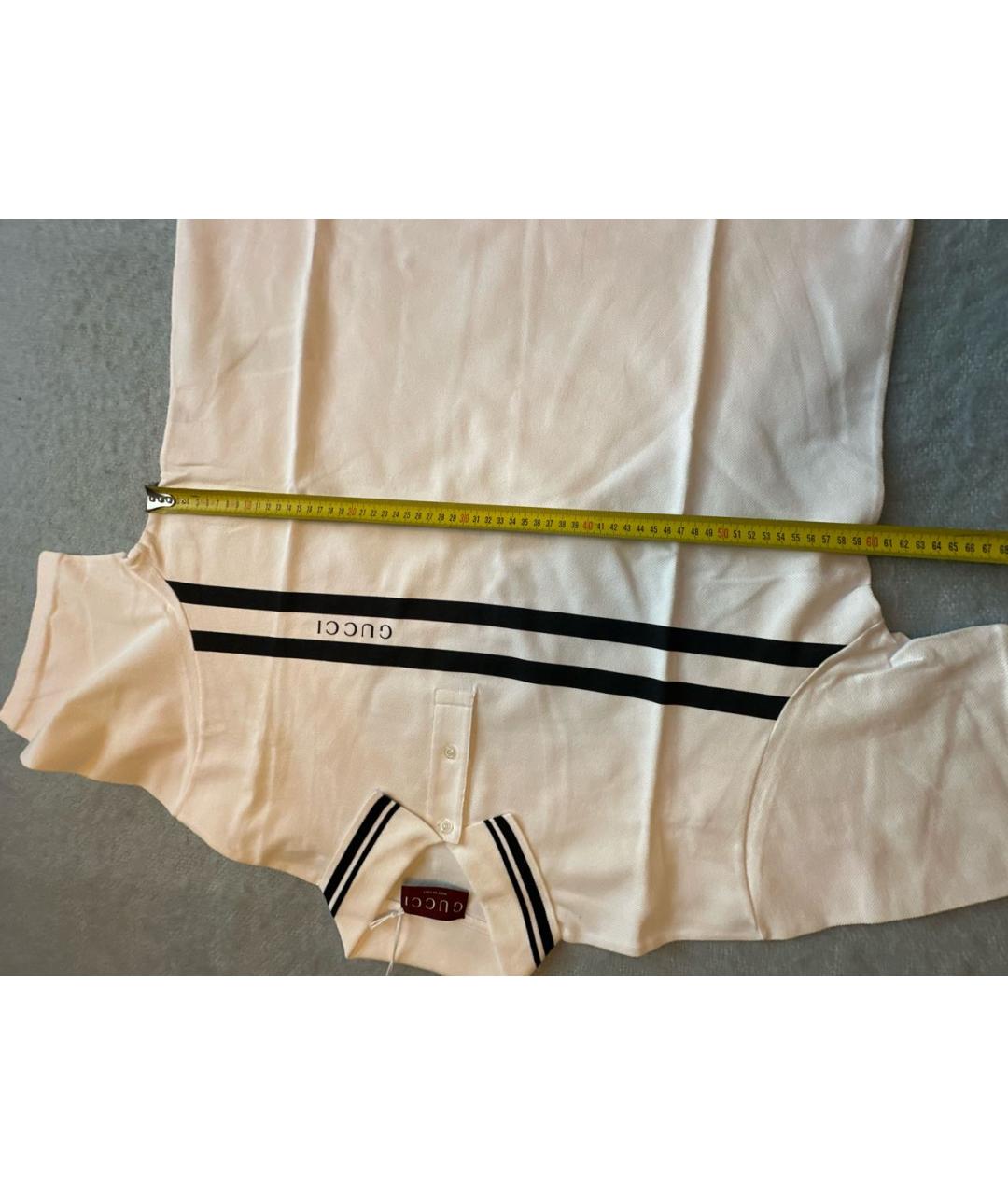 GUCCI Белое хлопковое поло с длинным рукавом, фото 6