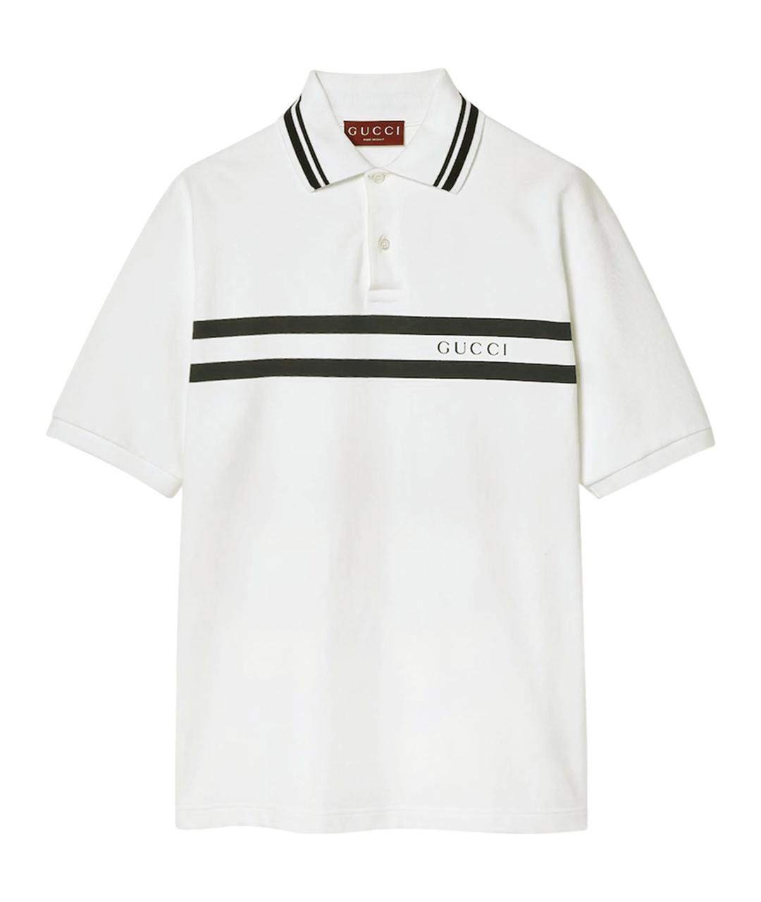 GUCCI Белое хлопковое поло с длинным рукавом, фото 1